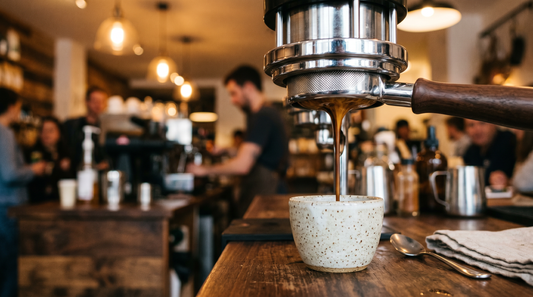 Specialty espresso being pulled at Sanctuary Roasting