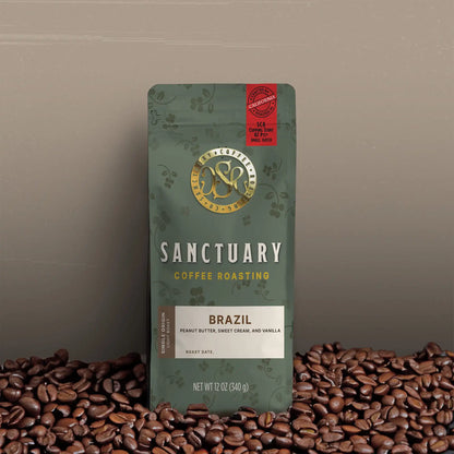 Brazil Single Origin light roast coffee beans by Sanctuary Roasting – peanut butter, sweet cream, vanilla notes