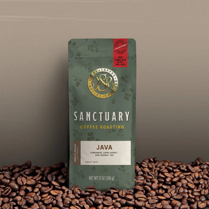 Indonesian Java Single Origin light roast coffee beans by Sanctuary Roasting – cinnamon, dark honey, herbal notes