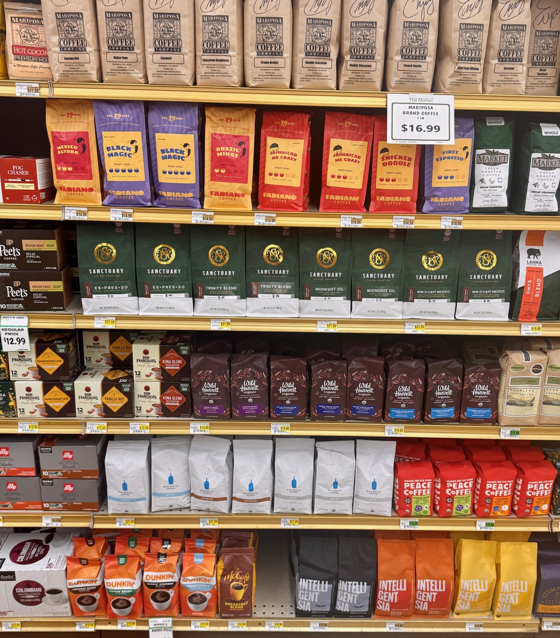 Coffee aisle with Sanctuary Coffee featured